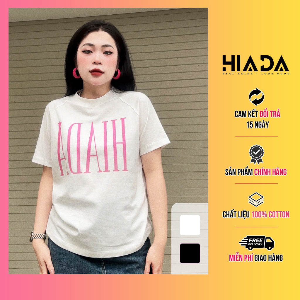 Áo Thun Nữ Babytee Raglan In Chữ HIADA Năng Động Vải Cotton Hoàn Toàn Thoáng Mát