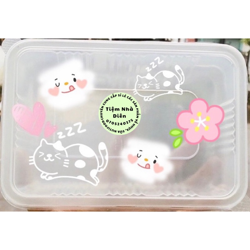 Set 50 hộp rau câu hình chữ nhật kèm nắp size 400ml,600ml, 700ml