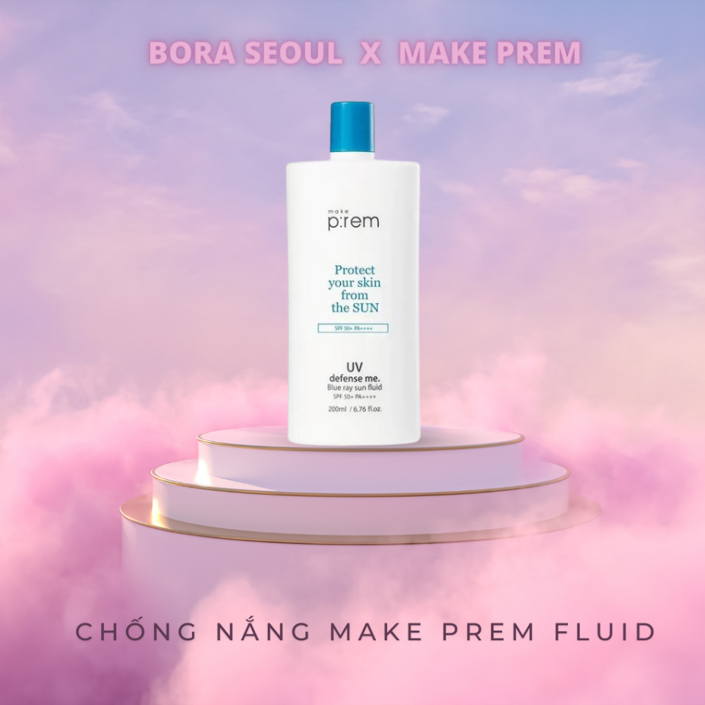 Kem Chống Nắng Make Prem UV Defense Me Blue Ray Sun Fluid SPF 50+/ PA++++ Dạng Sữa 150ML
