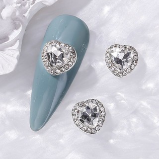 Charm tim bạc đá khối tim gắn trang trí móng chọn kẻ cái