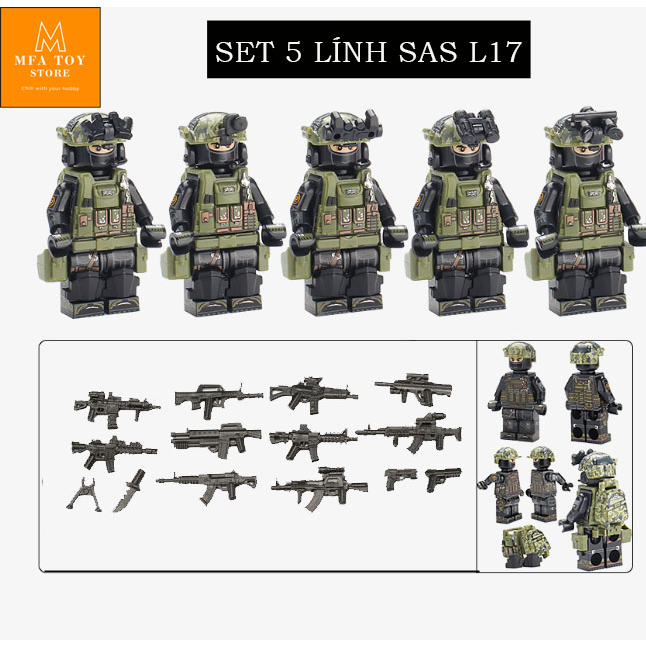 Đồ chơi lắp ráp swat army, mô hình lắp ghép quân sự - Set 5 lính SAS L17