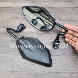 Kính chiếu hậu ya chân ngắn uốn cong 10li xuôi màu đen