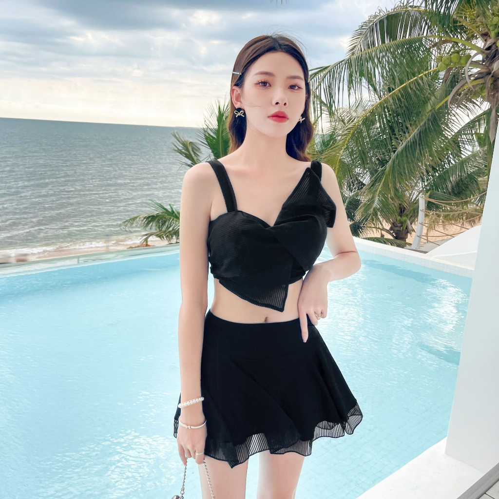 Đồ Bơi Nữ Bikini 2 Mảnh Áo Tắm Váy Rời Che Mông Áo Bơi Thắt Nơ Bồng Nâng Ngực Set Váy Đi Biển Cao Cấp Sexy LUX-V323.1 | BigBuy360 - bigbuy360.vn