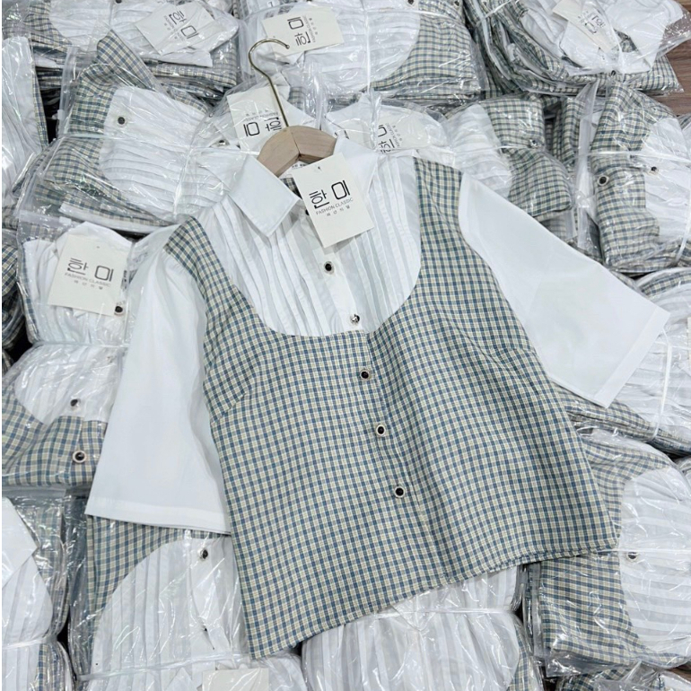 Áo sơ mi kiểu phối babydoll siêu xinh
