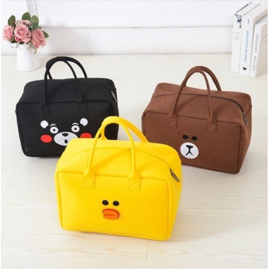 Túi Du Lịch Cỡ Lớn Bằng Vải Nỉ Họa Tiết Hoạt Hình Dễ Thương 40x20x30cm (Mẫu Ngẫu Nhiên)