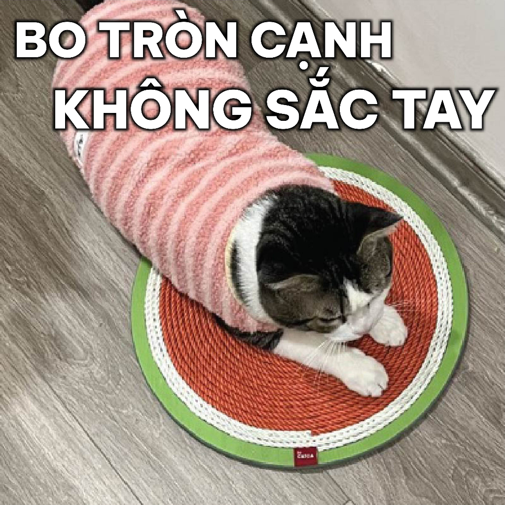 Bàn cào móng cho mèo thừng tái sinh siêu bền sạch nhà - BCM Dưa hấu  29*29 cm