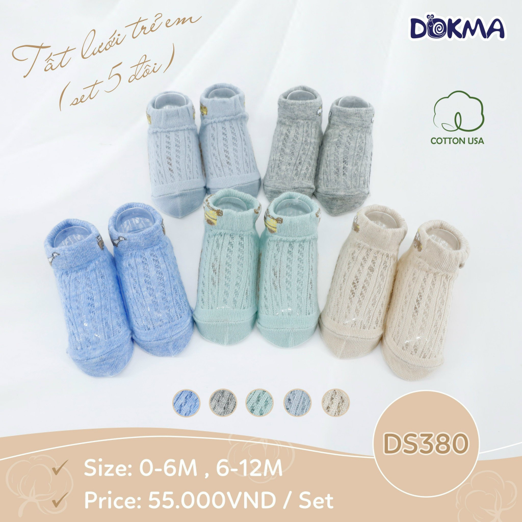 DS263 - DS380 Tất lưới sơ sinh Dokma set 5 đôi dùng 4 mùa
