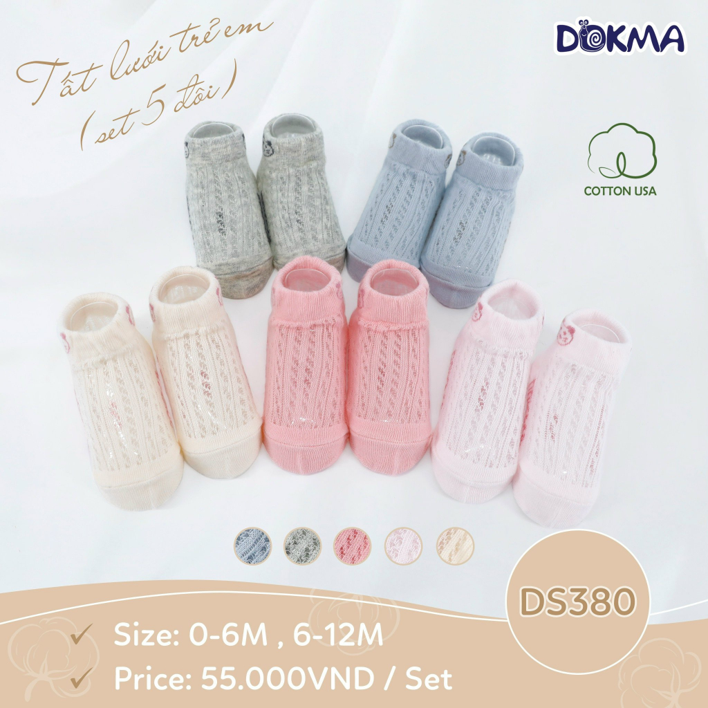 DS263 - DS380 Tất lưới sơ sinh Dokma set 5 đôi dùng 4 mùa