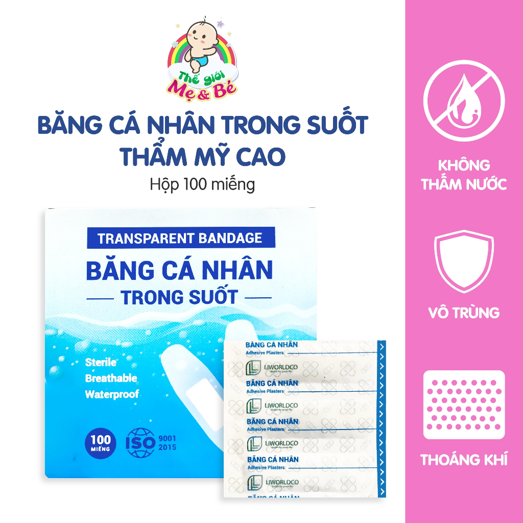 Băng cá nhân trong suốt/ màu da không thấm nước cho gia đình