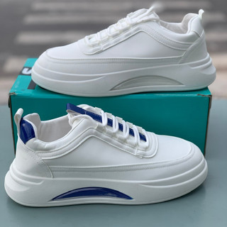 Giày Sneaker Nam Đế Cao Su Non, Giày Nam Full Trắng 2023-Tăng Chiều Cao Tự Nhiên