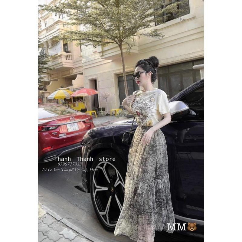 Áo Phông Đì O Màu Be Hoạ Tiết Siu Cấp