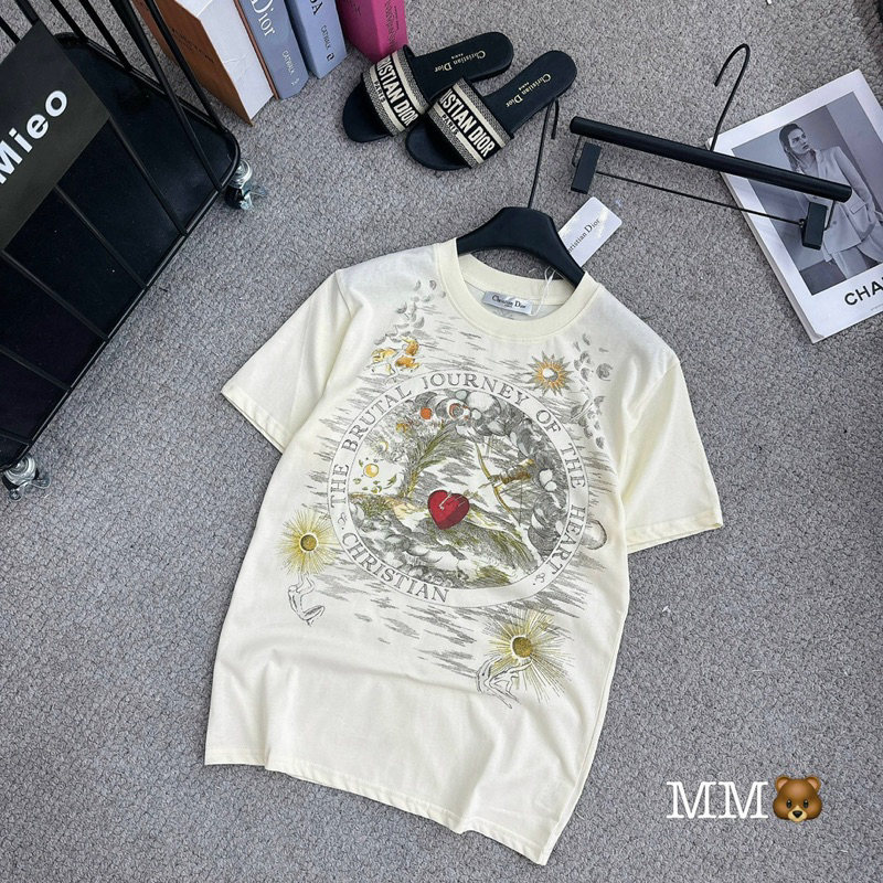 Áo Phông Đì O Màu Be Hoạ Tiết Siu Cấp