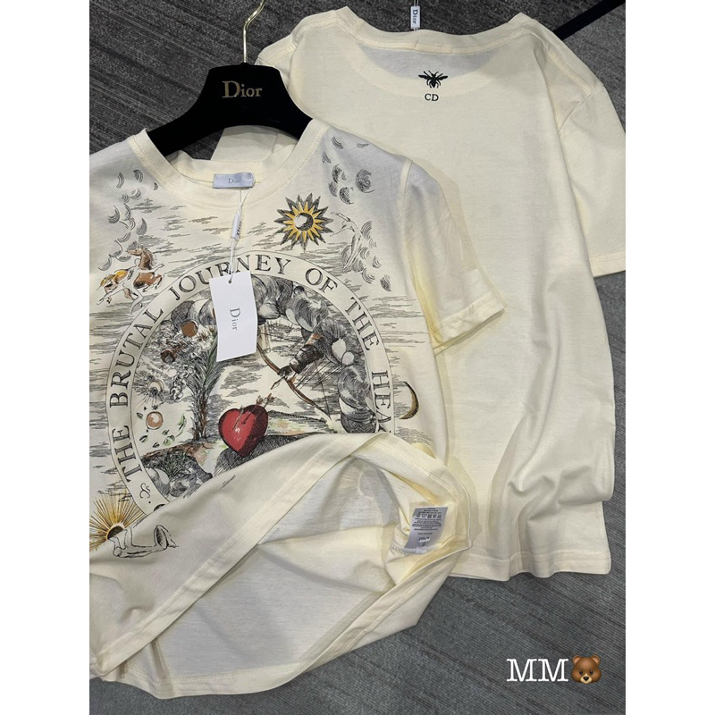 Áo Phông Đì O Màu Be Hoạ Tiết Siu Cấp