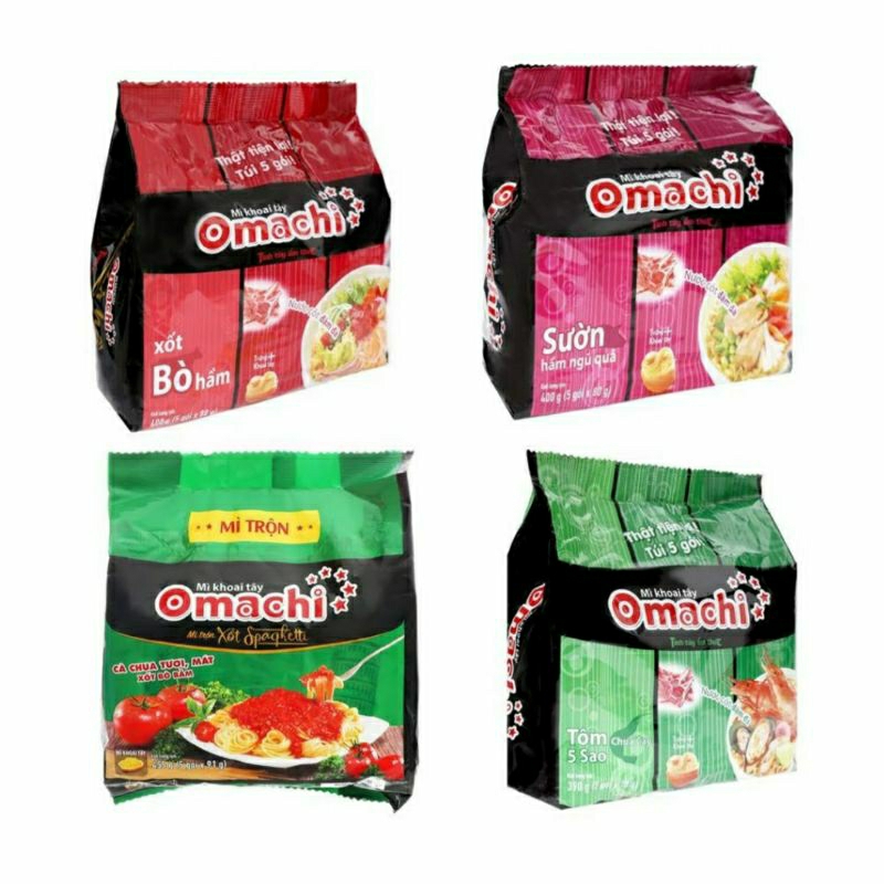 Bịch Mì Tôm Khoai Tây OMACHI Sườn Hầm, Xốt Bò, Xốt Spaghetti 455g  | Bách Hóa Pola