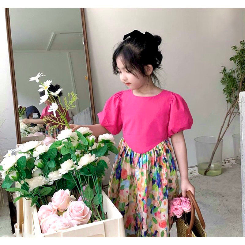 Váy Đầm Thiết Kế Hồng Hoa Công Chúa 2 Lớp Xinh Xắn Cho Bé Gái Mùa Hè Size Nhí Đại - CAFE_BABY073