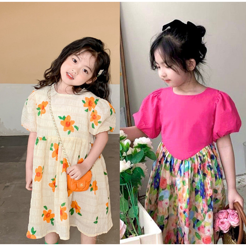 Váy Đầm Bé Gái Thiết Kế Dáng Babydoll Công Chúa Hoa Nhí Xinh Dễ Thương Cho Trẻ Em Mùa Hè, Đi Chơi, Du Lịch