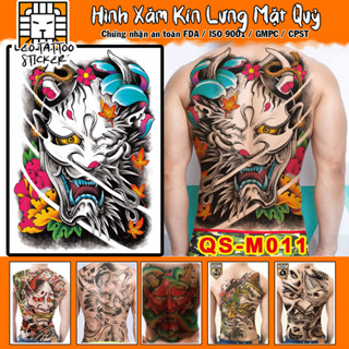 [Loại Ngắn Ngày] Hình Xăm Dán Kín Lưng Mặt Quỷ Chụp Ảnh, Đóng Phim, Dễ Dàng Tẩy Xóa - Dùng 2-5 Ngày (35x48cm)