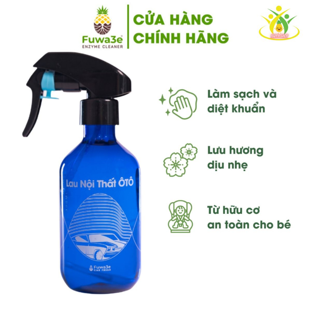 Chai Xịt Vệ Sinh Nội Thất Ô Tô Fuwa3e Ghế Da Vải Nỉ Vệ Sinh Sofa Khử Mùi 300ml,100% Tự Nhiên An Toàn Cho Bé