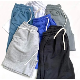 Quần Short Thun Basic Trơn Đen Da Cá Unisex Thể Thao Nam Nữ