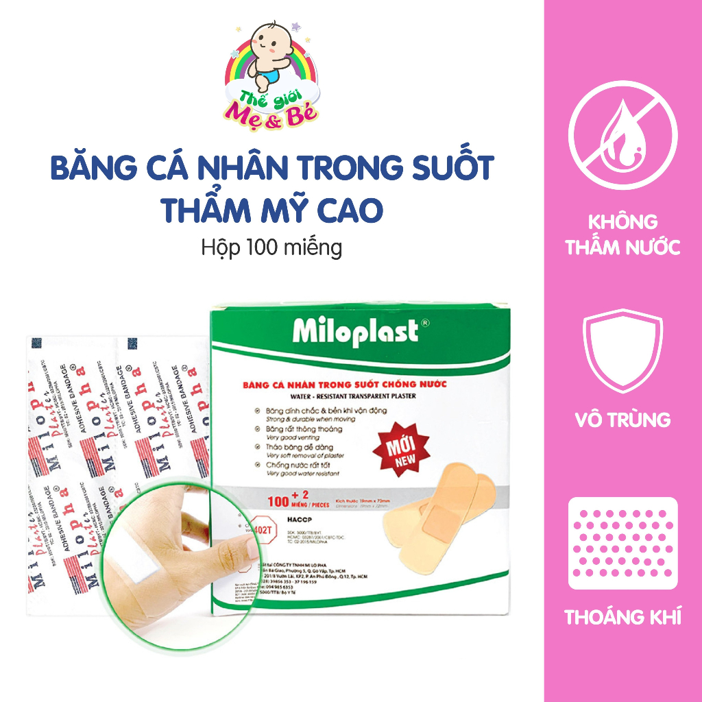 Băng cá nhân trong suốt/ màu da không thấm nước cho gia đình
