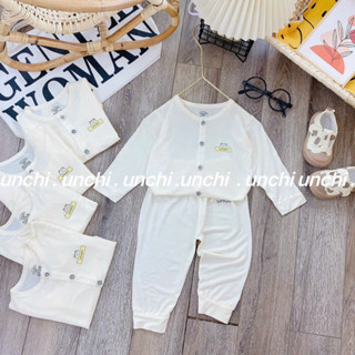 Bộ dài tay sơ sinh màu trắng kem chất petit mềm mát cho bé