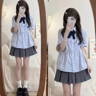( clip ) ÁO SƠ MI BÈO CHÉO CỘC TAY - ÁO SƠ MI XẺ VẠT NHÚN BÈO