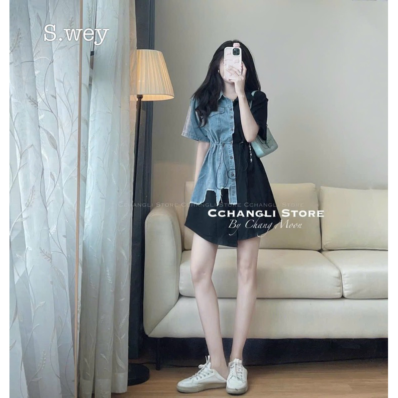 E về mã đầm rút eo bò giặt chuẩn hình fom<60kg sỉ 120-125k sl giảm