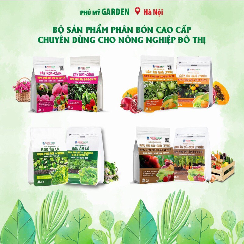 Combo 2 Túi Phân Bón NPK Phú Mỹ 20-20-15  và NPK 20-5-5  Cung Cấp Vi Lượng Bổ Sung Dinh Dưỡng Cho Cây Ăn Quả
