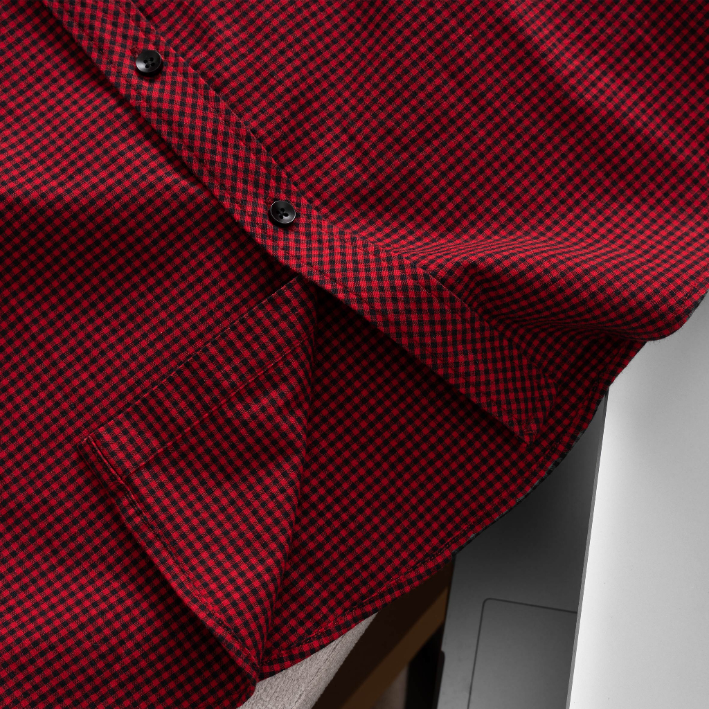 Áo sơ mi BR caro tay ngắn màu Đô, Xanh vải Cotton co giãn tốt mềm mịn thoáng mát, form regular - Bravery