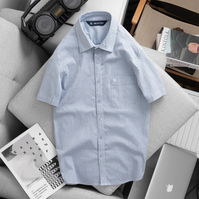 Áo sơ mi BR caro tay ngắn màu Đô, Xanh vải Cotton co giãn tốt mềm mịn thoáng mát, form regular - Bravery