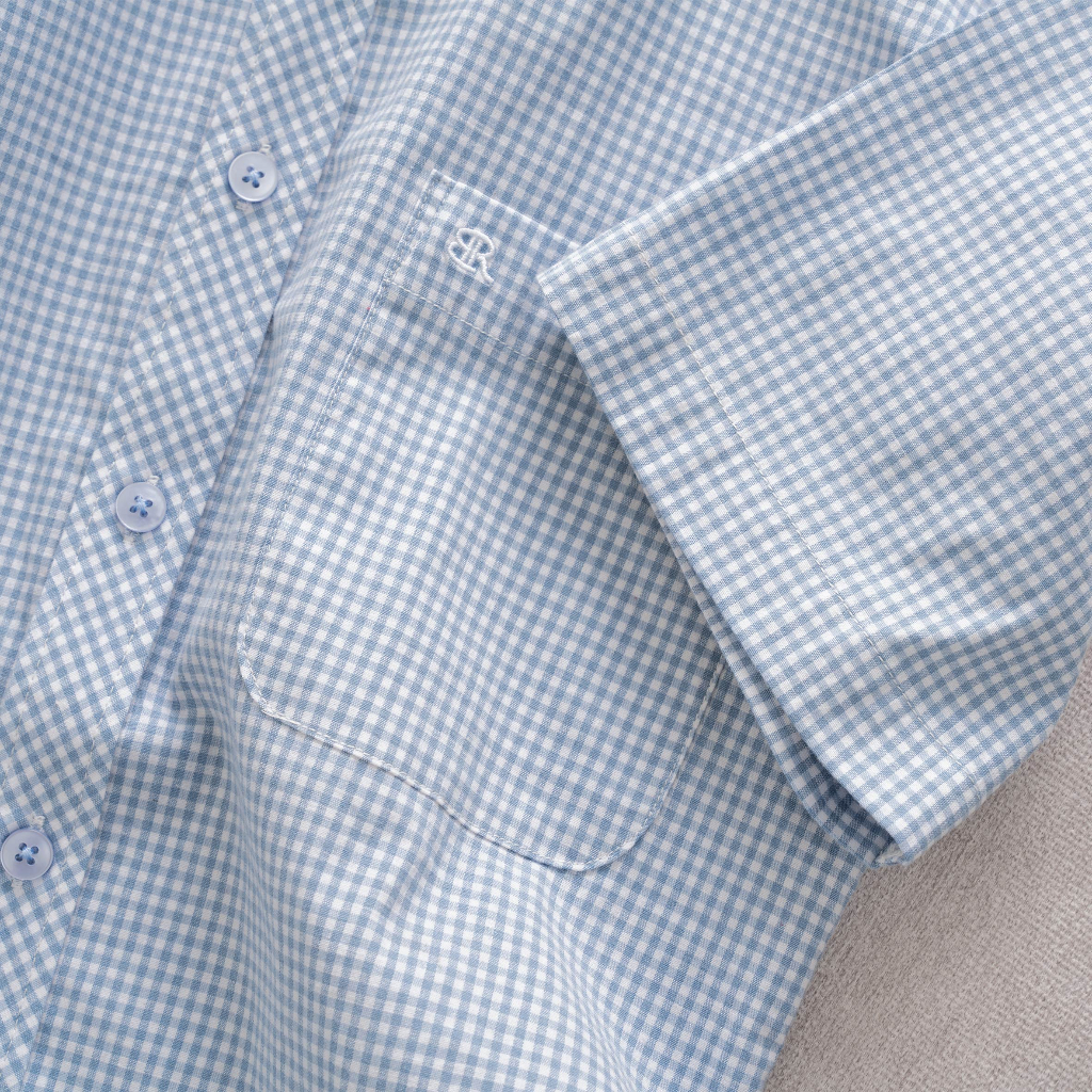 Áo sơ mi BR caro tay ngắn màu Đô, Xanh vải Cotton co giãn tốt mềm mịn thoáng mát, form regular - Bravery