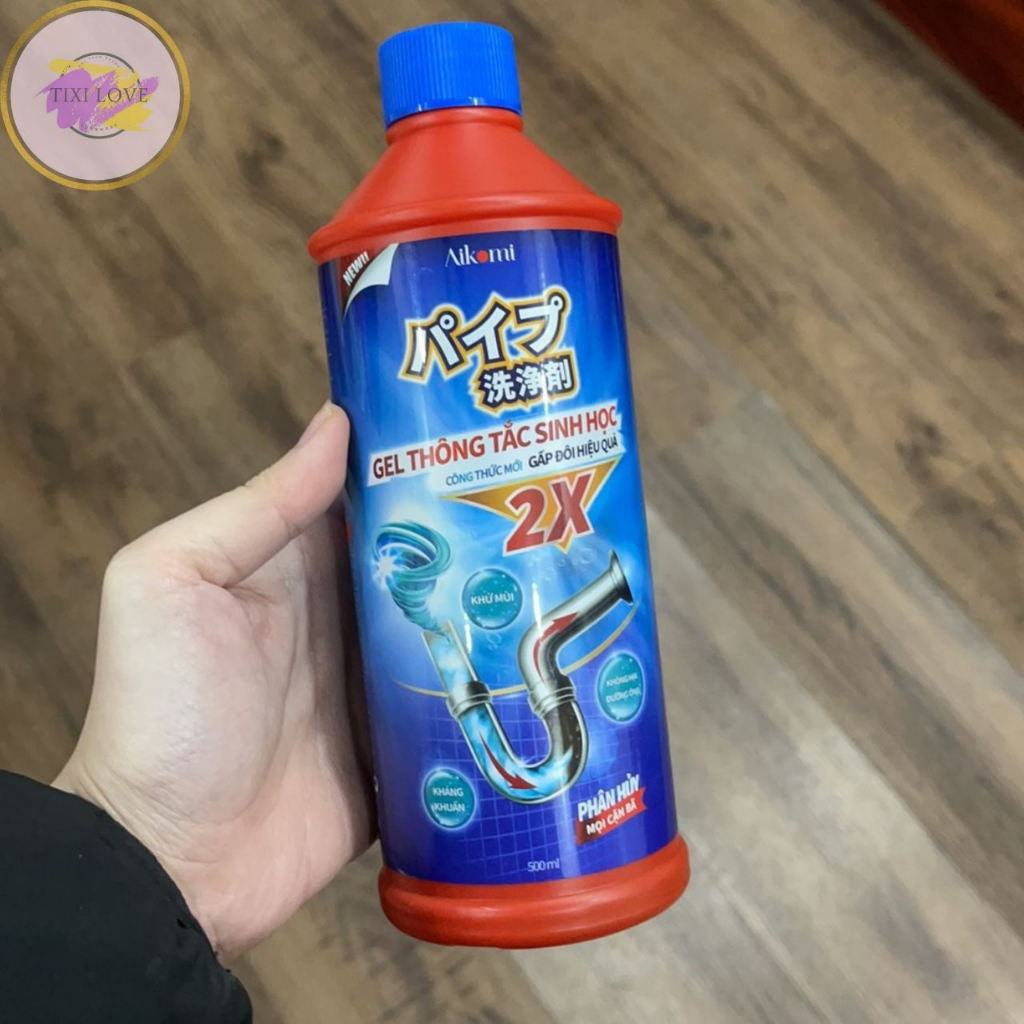 Gel thông tắc sinh học AIKOMI làm sạch, gel thông cống bảo vệ đường ống , gel thông tắc bồn cầu bồn rửa mặt 500 ml