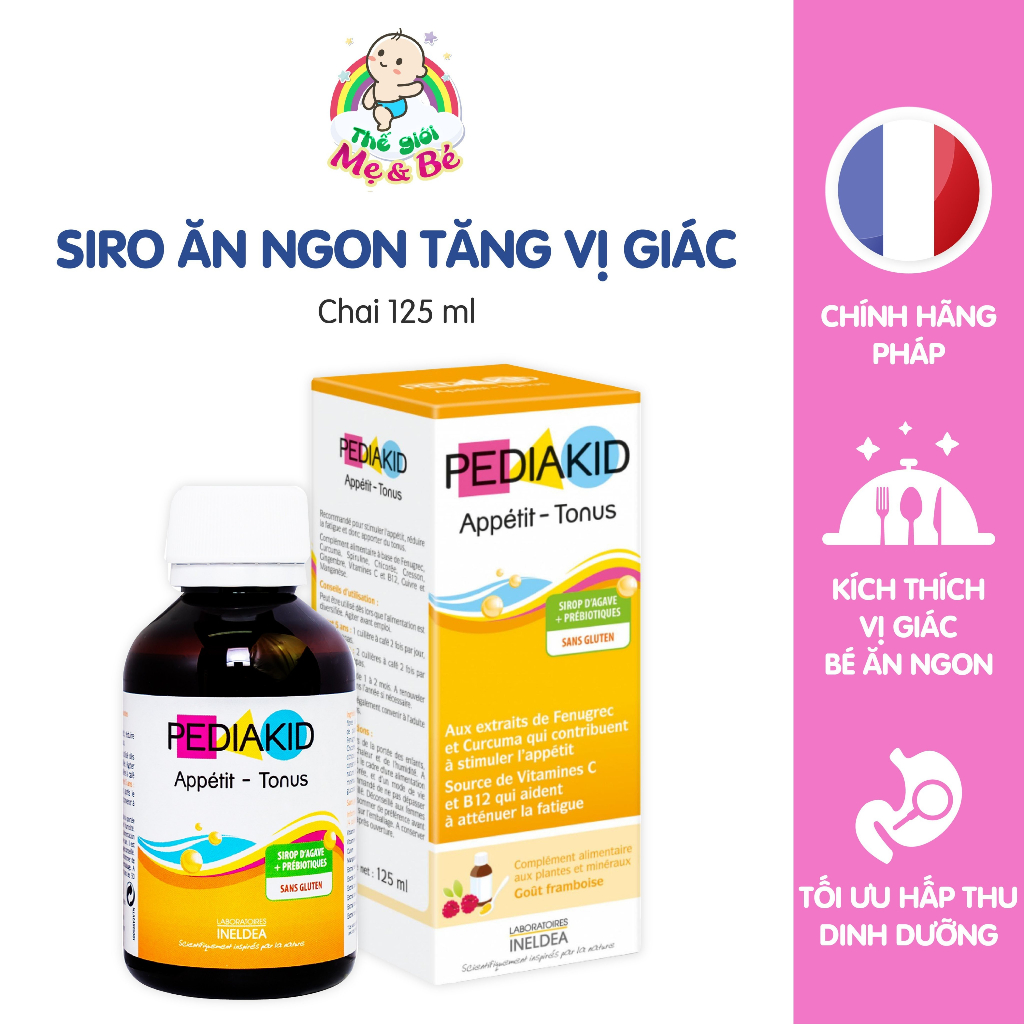 Siro Pediakid Pháp ăn ngon, ngủ ngon, tăng đề kháng, bổ sung 22 vitamin khoáng chất cho bé từ 6 tháng