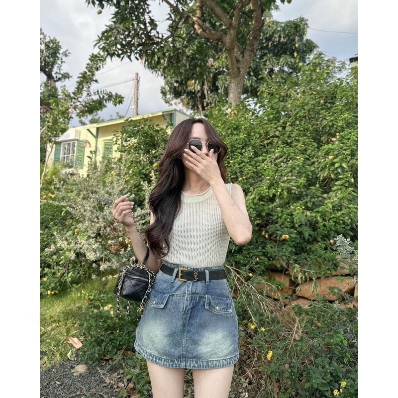 Chân Váy Jean Túi Hộp Nữ Siêu Hót, Form đẹp  S M L