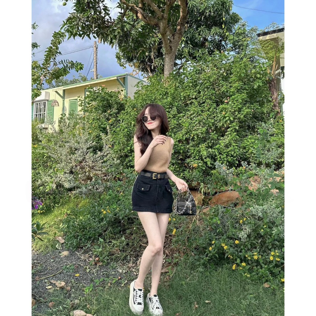 Chân Váy Jean Túi Hộp Nữ Siêu Hót, Form đẹp  S M L