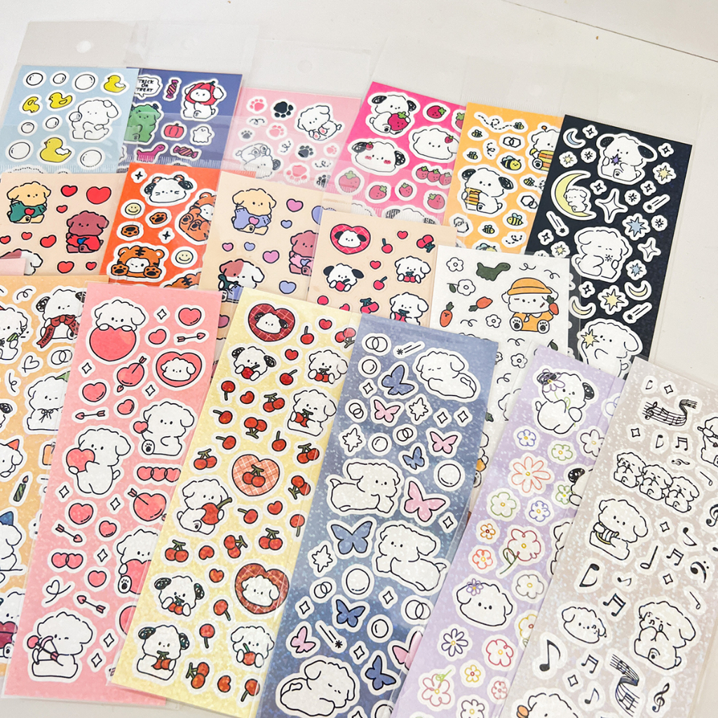 Nhiều Mẫu hình dán sticker cún kim tuyến - hình dán chó con dễ thương phong cách hàn quốc