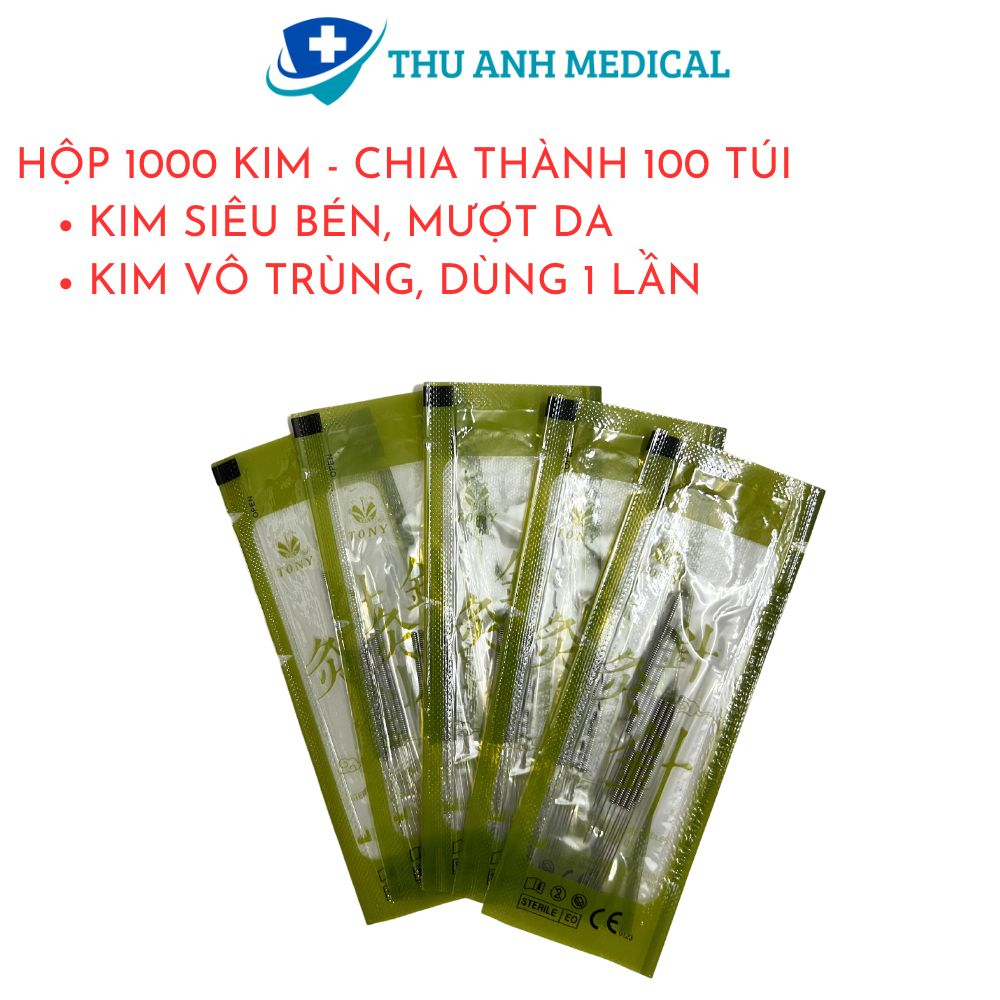 KIM CHÂM CỨU TONY DẠNG TÚI - KIM CHÂM CỨU VÔ TRÙNG - SẮC BÉN - HỘP 1000 KIM