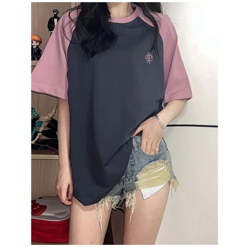 Áo thun phông Raglan thêu logo FPA nam nữ tay lỡ form rộng Unisex