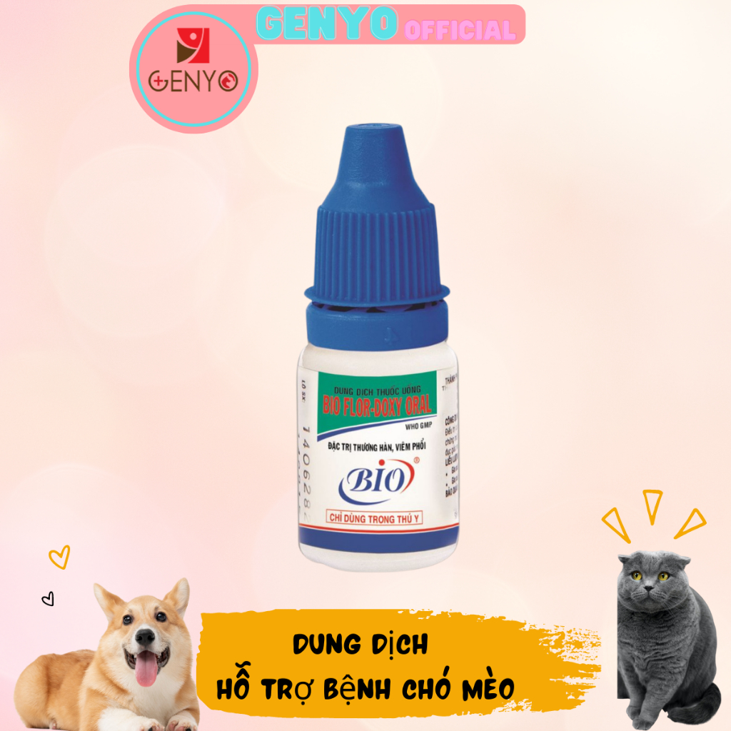 Dung dịch tăng cường sức khoẻ thú cưng , hỗ trợ sức khoẻ chó mèo - Genyo Flordoxin 10ml