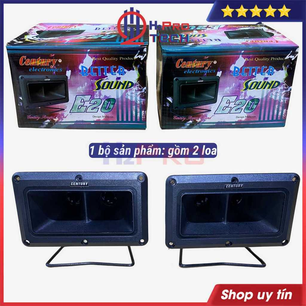 Đôi Loa Siêu Treble Kèn Thạch Anh Century E20 Cao Cấp 200W-8 Ôm, Loa Tép Kèn Rời Karaoke Và Nghe Nhạc-H2pro Tech