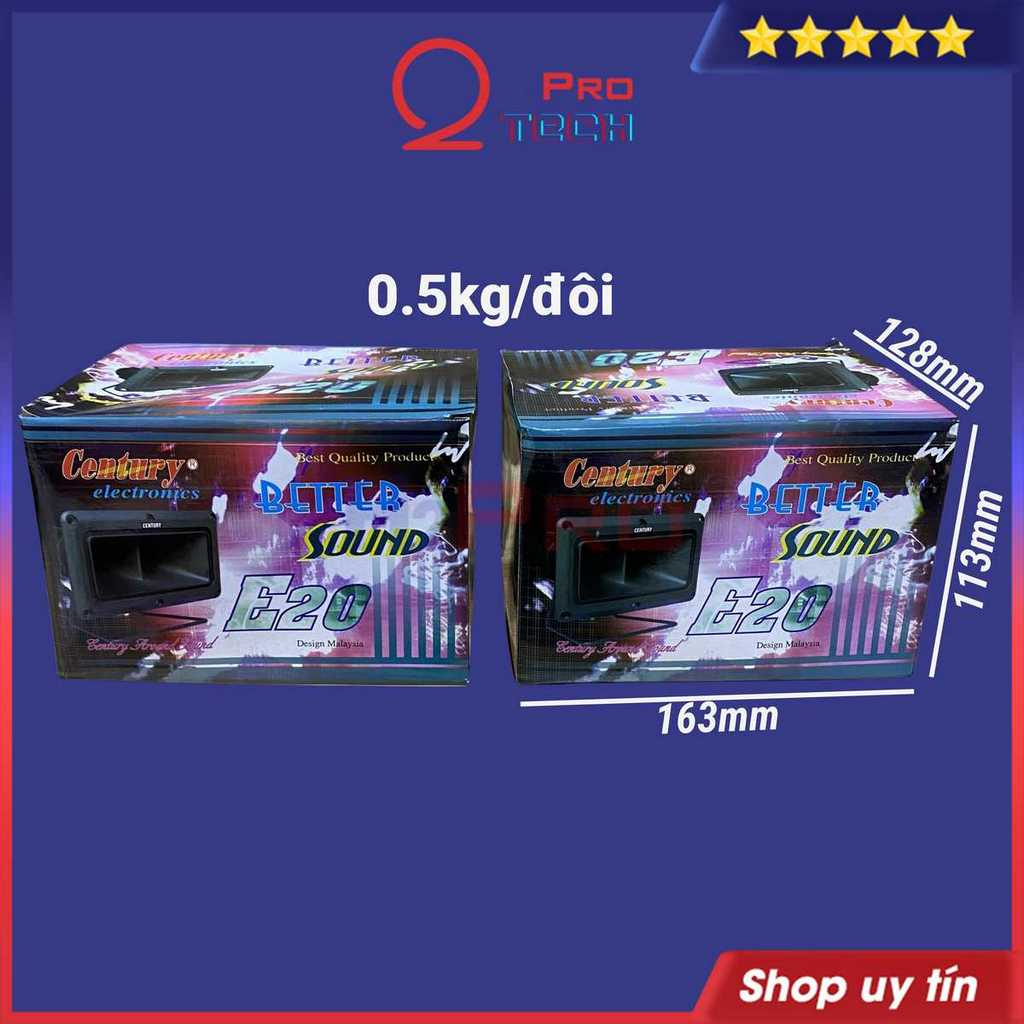 Đôi Loa Siêu Treble Kèn Thạch Anh Century E20 Cao Cấp 200W-8 Ôm, Loa Tép Kèn Rời Karaoke Và Nghe Nhạc-H2pro Tech