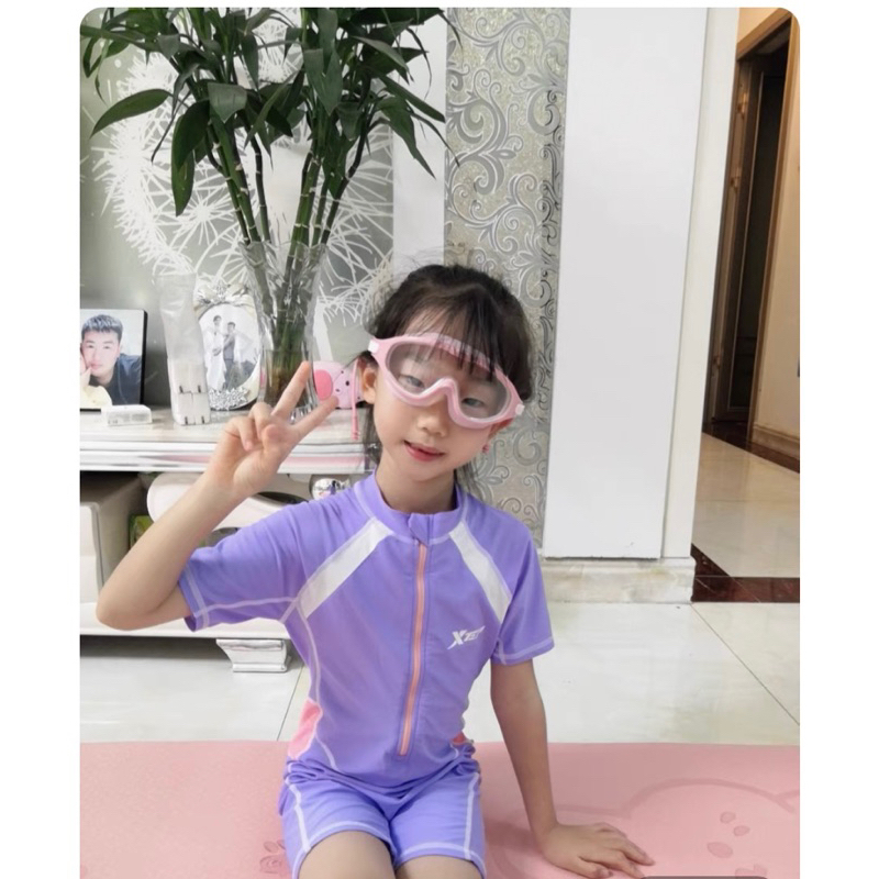 Kính bơi liền trẻ em kèm nút tai phối màu kute