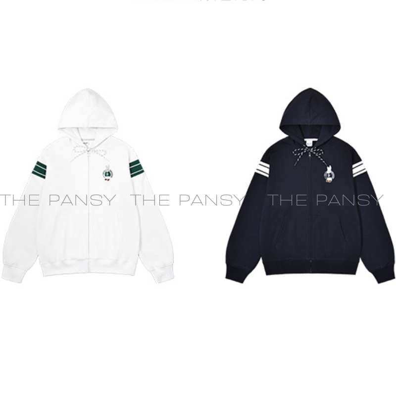 Áo khoác DESSUU hoodie zip logo thêu chú thỏ bên ngực trái MÃ 062