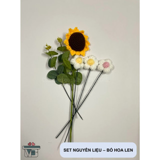 [Nguyên liệu] Set nguyên liệu bó hoa len (mẫu 7 - handmade) 🌻🌻 (Có video hướng dẫn chi tiết)
