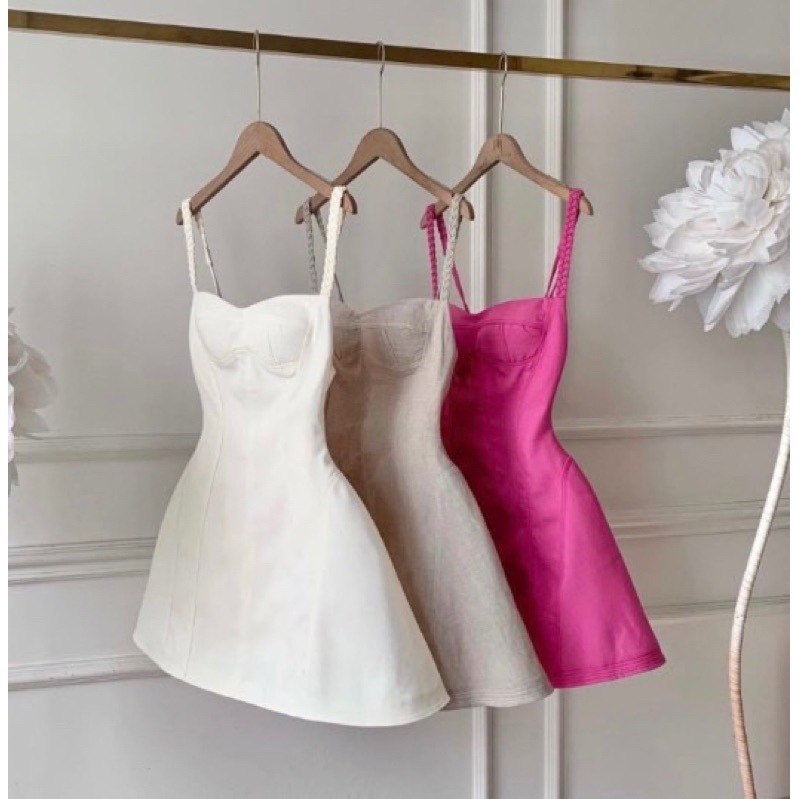 ĐẦM LINEN CÚP NGỰC DÂY ĐAN THẮT