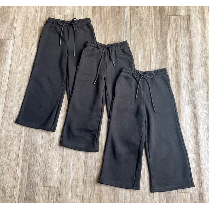 Quần suông đen ống rộng hot trend cho bé gái nỉ bông sz 3-7y
