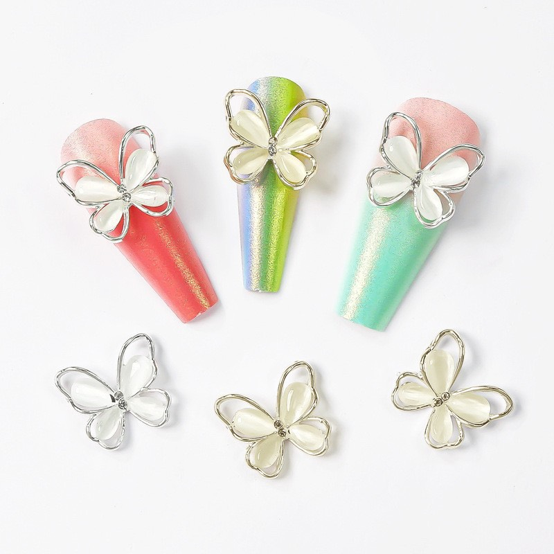 Charm nail, charm butterfly vàng bạc cao cấp, phụ kiện trang trí móng tay