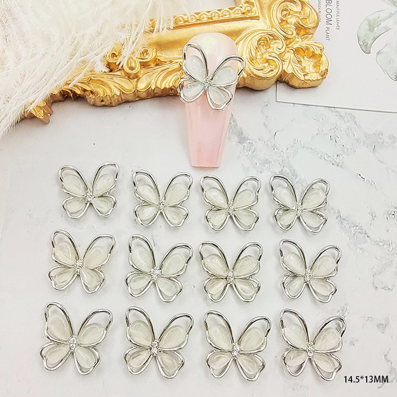 Charm nail, charm butterfly vàng bạc cao cấp, phụ kiện trang trí móng tay