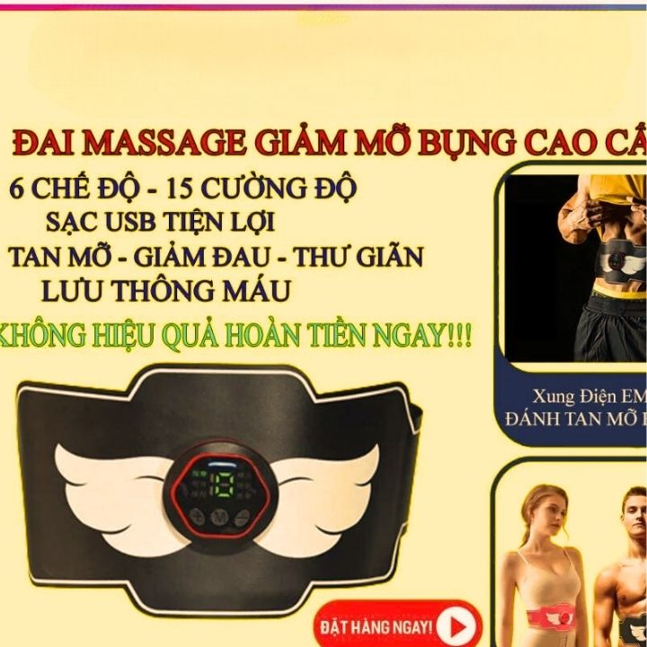 Máy Massage Bụng - Máy Rung Giảm Mỡ Bụng Rung Nóng 6 Chế Độ Cường Độ 15 Cấp 6 Chế Độ Khác Nhau