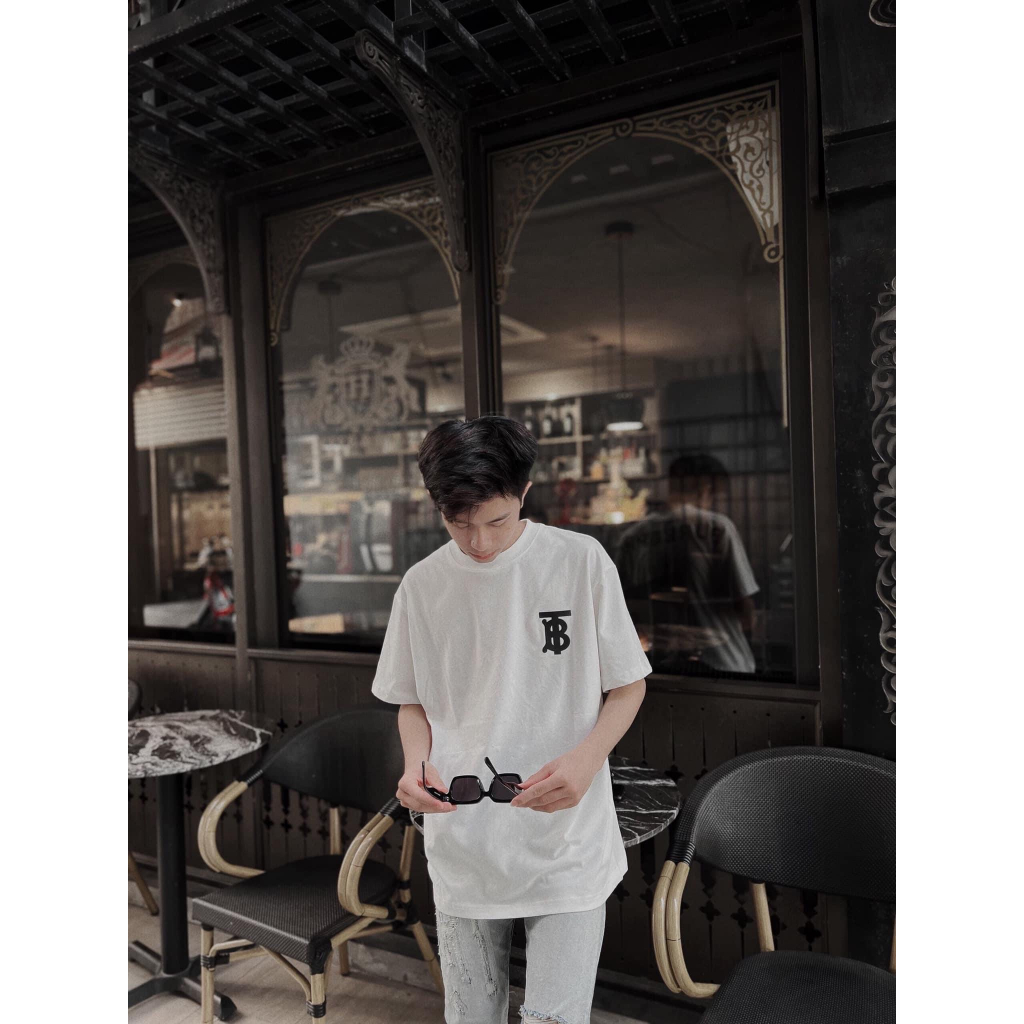 Áo thun lỡ tay Buberry unisex nam nữ chất cotton 100% cao cấp in sau vai